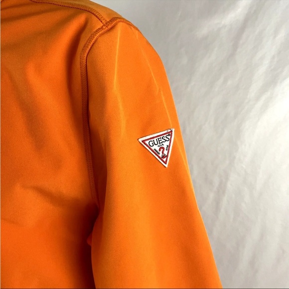 New GUESS Jacket Mens Sz M Orange Polyester Softshell Long Sleeve Hooded NWT - Picture 2 of 7